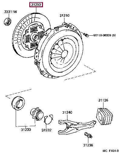 Toyota 31250-35490 Диск сцепления 3125035490: Отличная цена - Купить в Украине на EXIST.UA! 3125035490 Toyota Диск сцепления