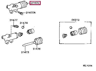 3147036213 Toyota Цилиндр сцепления, рабочий