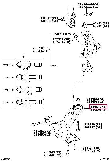 Toyota 48068-28140 Рычаг подвески 4806828140: Отличная цена - Купить в Украине на EXIST.UA! 4806828140 Toyota Рычаг подвески