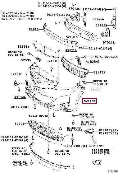 Бампер передний Toyota 52119-0U904