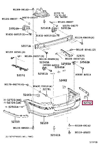 5275205902 Toyota Молдинг бампера заднего правый