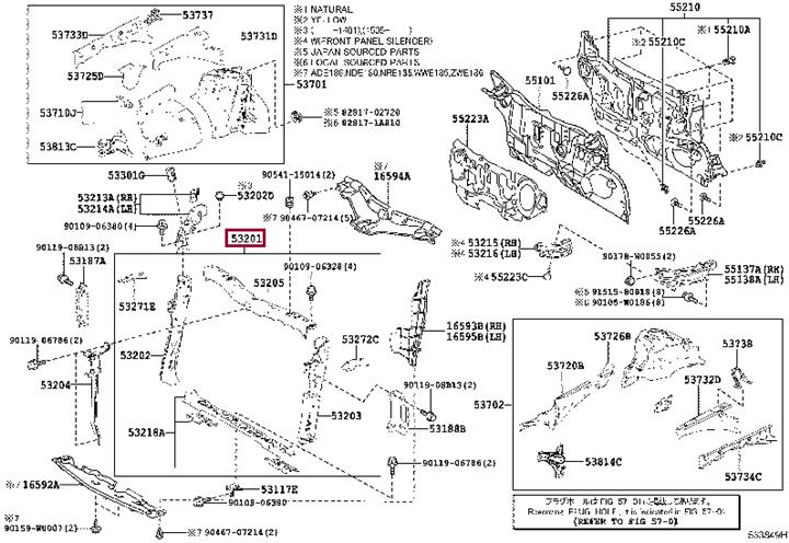 5320102904 Toyota Панель передняя
