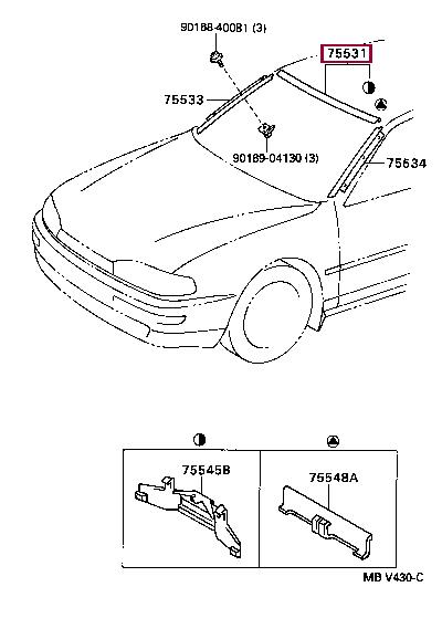 7553133010 Toyota Уплотнитель стекла ветрового