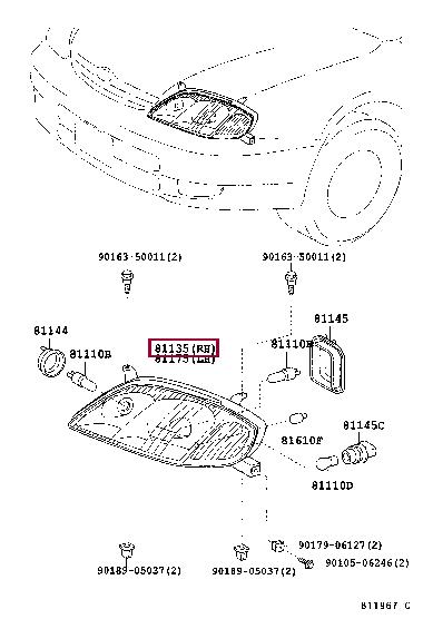 Автомобільні фари Toyota Corolla (Тойота Корола): 8113002150 Toyota Фара основна