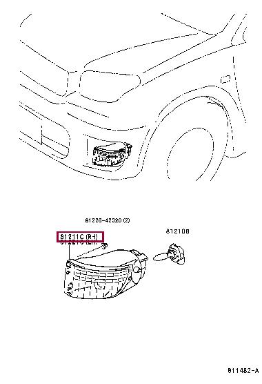 Toyota 81211-42050 Фара противотуманная 8121142050: Отличная цена - Купить в Украине на EXIST.UA! 8121142050 Toyota Фара противотуманная