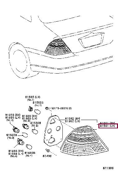 Toyota 81561-02260 Фонарь задний 8156102260: Отличная цена - Купить в Украине на EXIST.UA! 8156102260 Toyota Фонарь задний