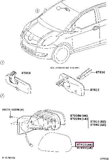 879150D901 Toyota Зеркало наружное заднего вида