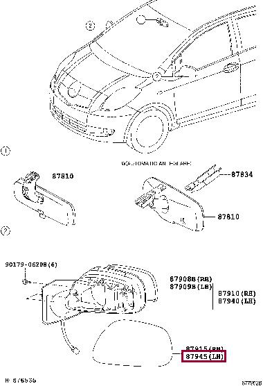 879450D901 Toyota Зеркало наружное заднего вида