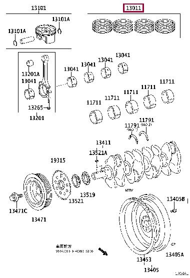 130110T031 Toyota Кольца поршневые