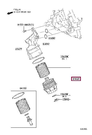 1565038020 Toyota Крышка фильтра масляного