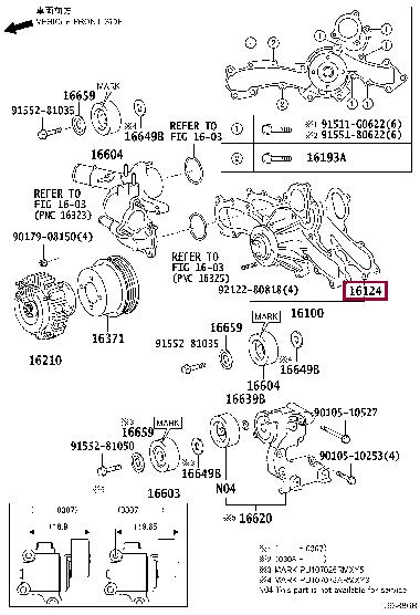 Прокладка насоса охлаждающей жидкости Toyota 16124-31070