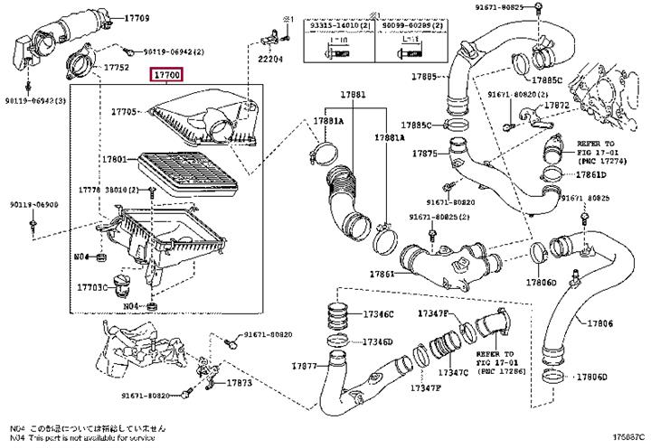 1770051050 Toyota Корпус воздушного фильтра