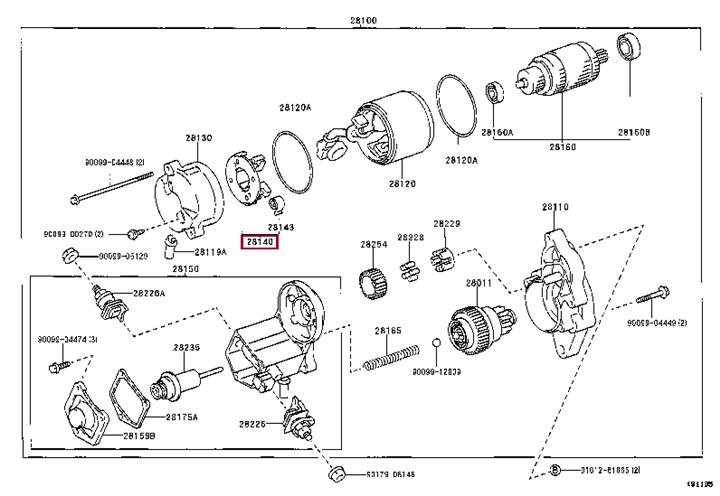 2814076070 Toyota Крепеж щеток угольных стартера