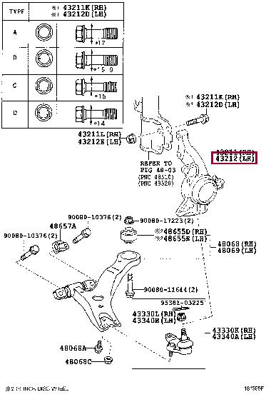 4321239035 Toyota Кулак поворотний