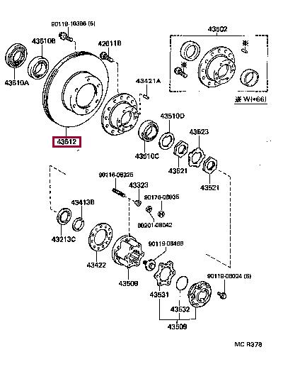 4351226100 Toyota Диск тормозной