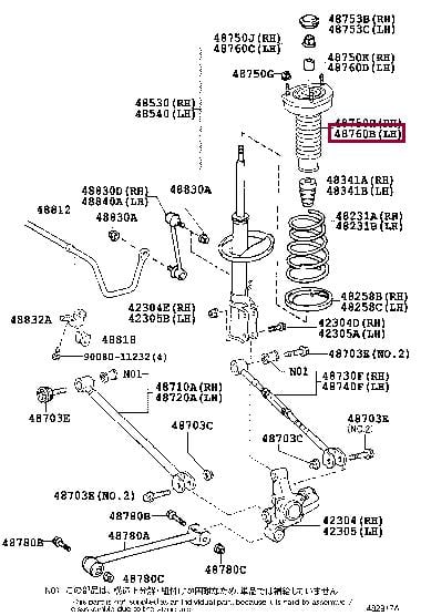 Toyota 48760-0T011 Опора заднего левого амортизатора 487600T011: Отличная цена - Купить в Украине на EXIST.UA! 487600T011 Toyota Опора заднего левого амортизатора