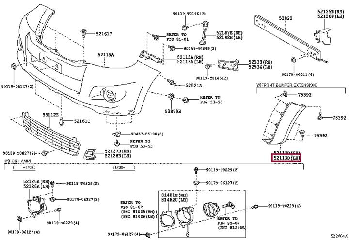 Расширитель бампера переднего левый Toyota 52113-0K140