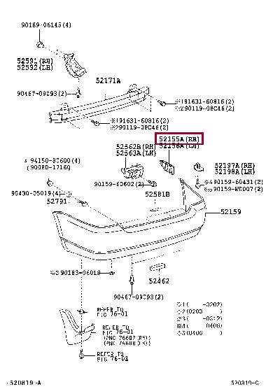 Toyota 52155-02060 Упор бампера 5215502060: Отличная цена - Купить в Украине на EXIST.UA! 5215502060 Toyota Упор бампера