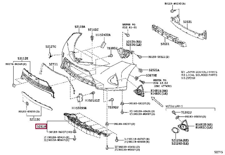 5261802040 Toyota Поглотитель удара бампера