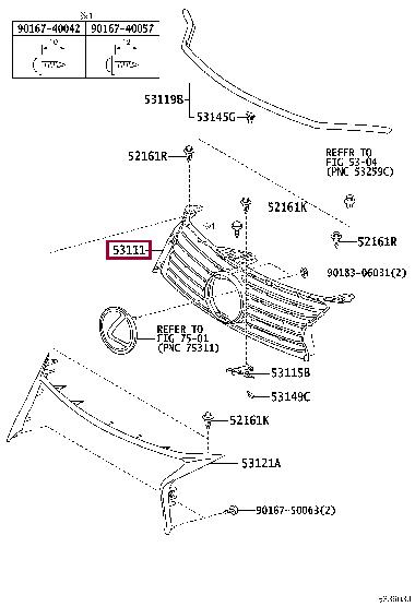 5311130D90 Toyota Решітка радіатора