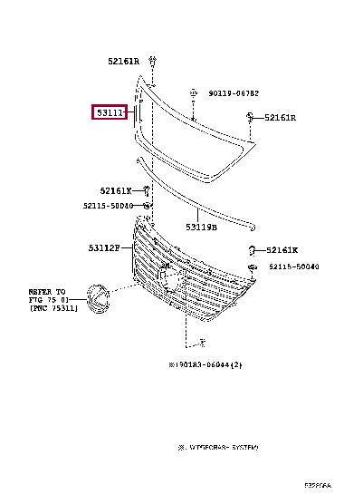 5311150090 Toyota Решетка радиатора