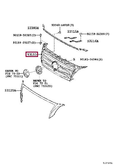 5311160870 Toyota Решітка радіатора