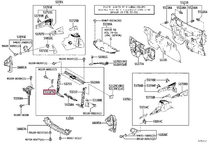 5318742010 Toyota Кронштейн панели радиатора