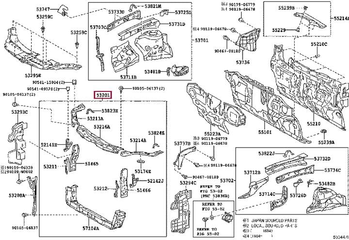 Toyota 53201-33182 Панель радиатора 5320133182: Отличная цена - Купить в Украине на EXIST.UA! 5320133182 Toyota Панель радиатора
