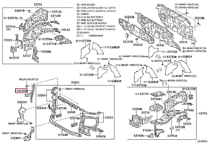 532080K010 Toyota Кронштейн замка капота