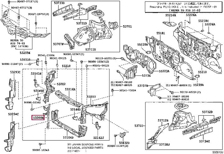 532080T010 Toyota Кронштейн замка капота