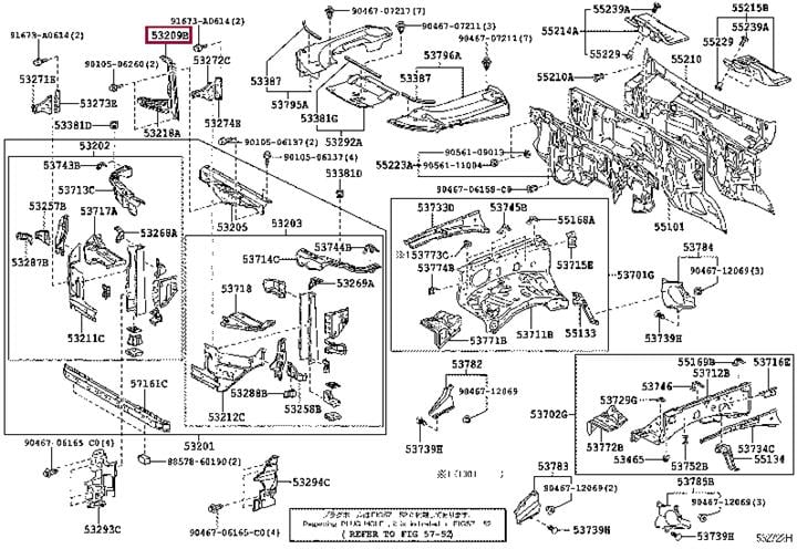 5320960120 Toyota Кронштейн панели радиатора