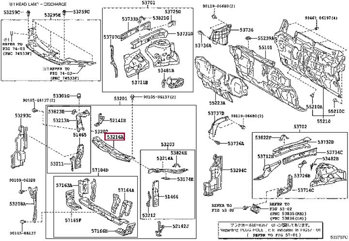 5321633150 Toyota Кронштейн панели радиатора
