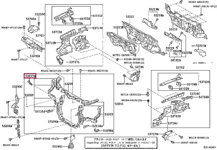 5325748040 Toyota Кронштейн радиатора