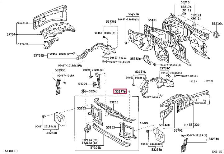 5339760010 Toyota Подушка радиатора