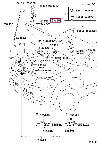 534100K100 Toyota Петля капоту
