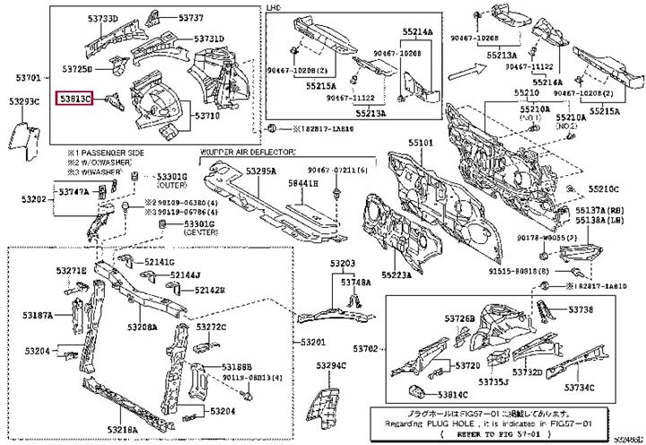 5381302030 Toyota Кронштейн крыла