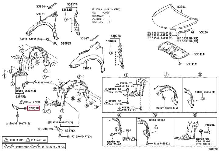 5385105010 Toyota Часть подкрылка