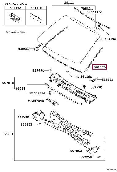 5611760110 Toyota Уплотнитель стекла