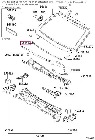 5611930020 Toyota Ущільнювач скла