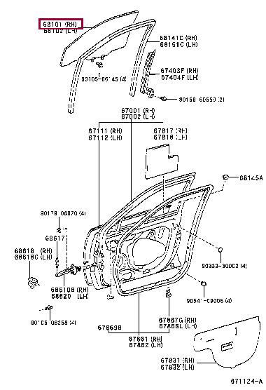 6810105020 Toyota Стекло боковое