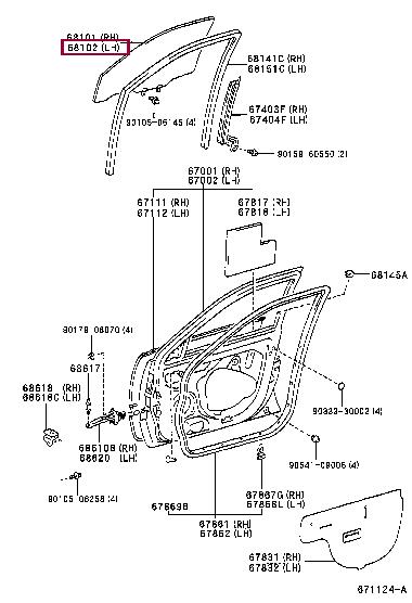 6810205020 Toyota Стекло боковое