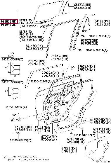 6810342120 Toyota Стекло двери