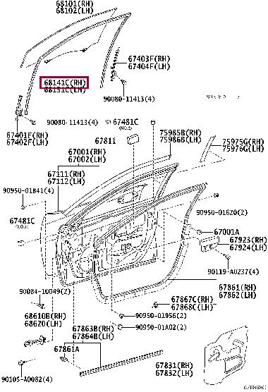 6814133110 Toyota Уплотнитель стекла