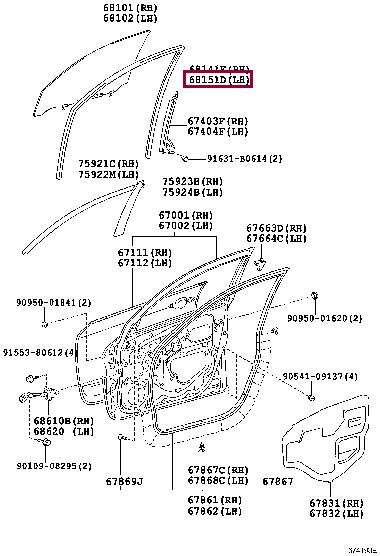 6815142110 Toyota Уплотнитель стекла