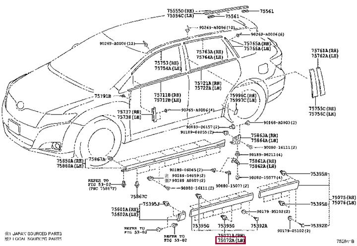 750720T900 Toyota Молдинг кузова