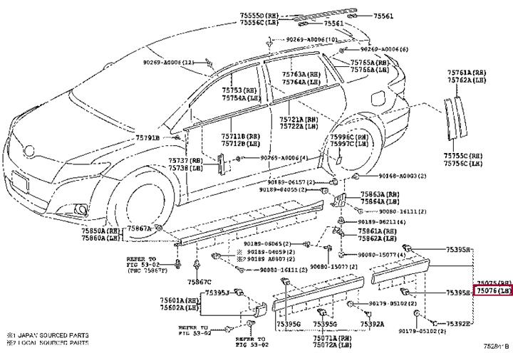 750760T900 Toyota Молдинг кузова