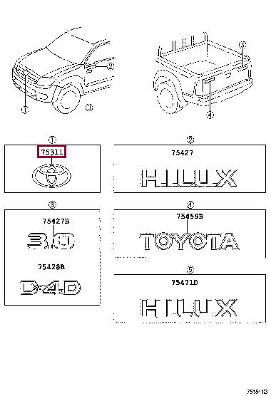 753110K090 Toyota Емблема
