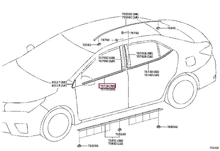 7571012830 Toyota Молдинг кузова