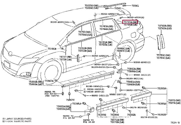 757650T010 Toyota Молдинг дверей