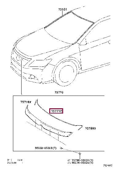 7577733010 Toyota Уплотнитель капота